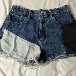Pacsun high rise festival patchwork denim shorts